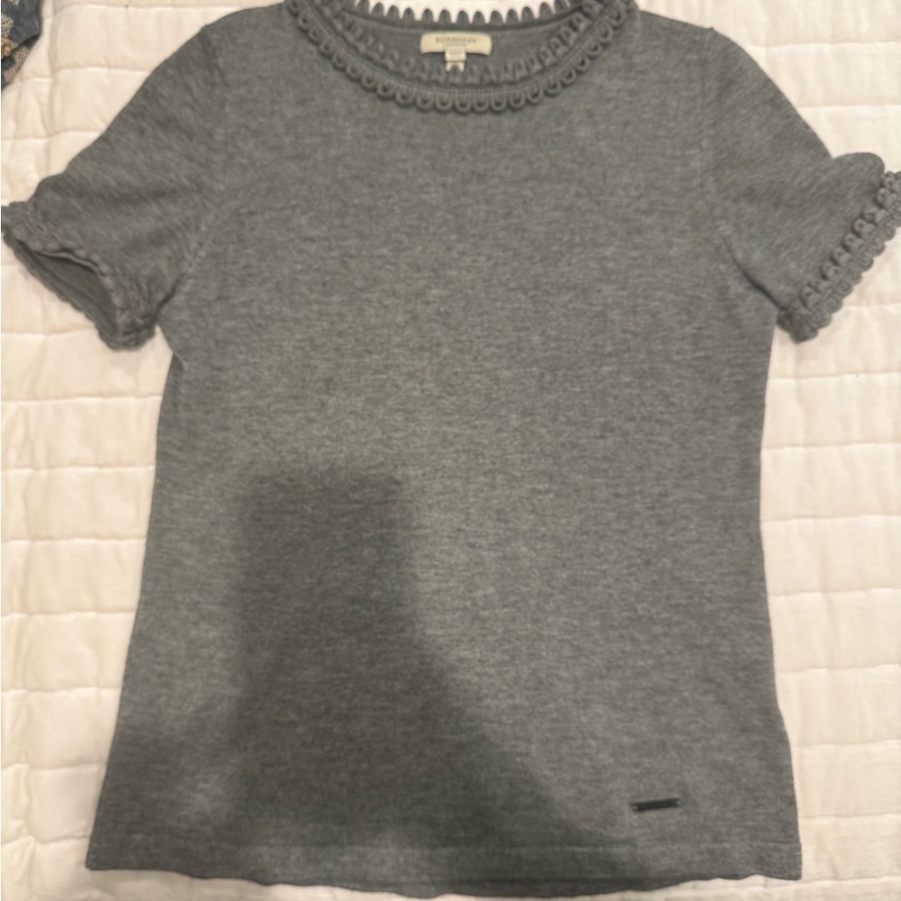 Burberry Gray Short Sleeve sweater, medium